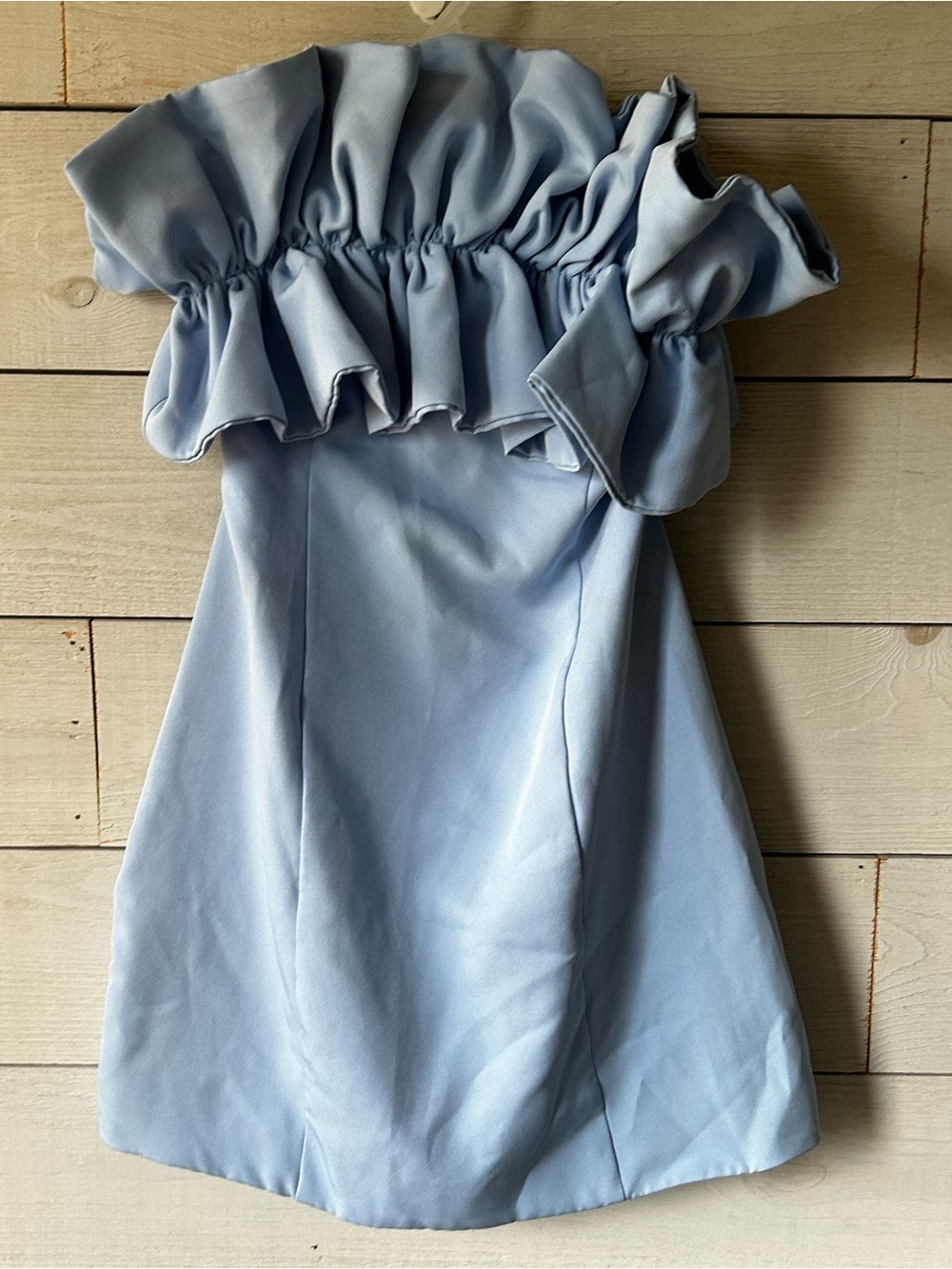 DO+BE Light Blue Off-Shoulder Ruffle Kids Dress
